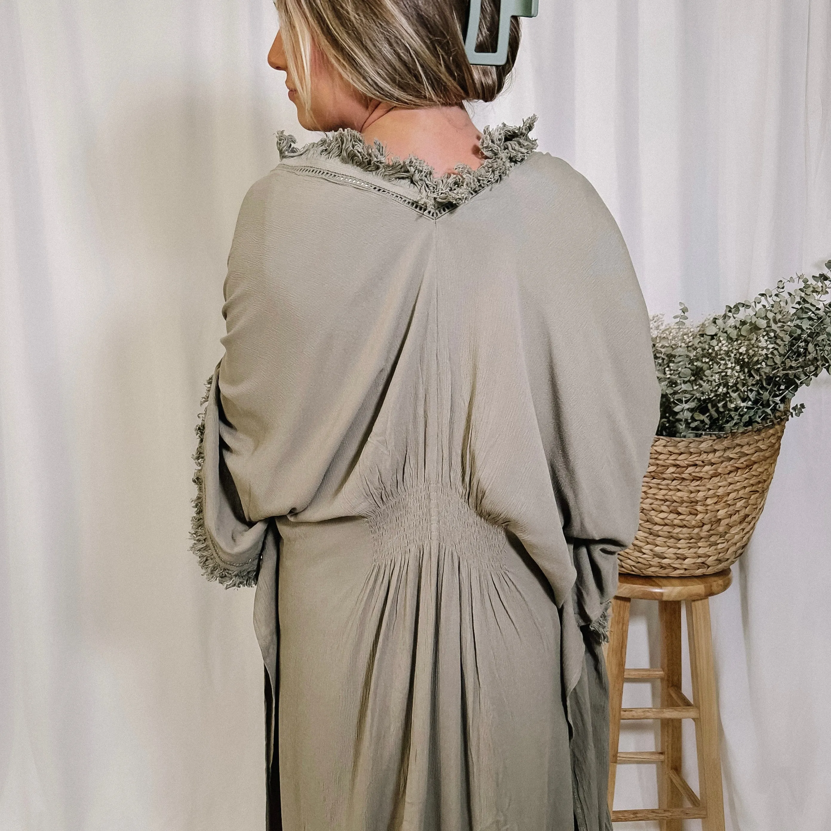 Sea Breeze Flowy Smocked Kimono