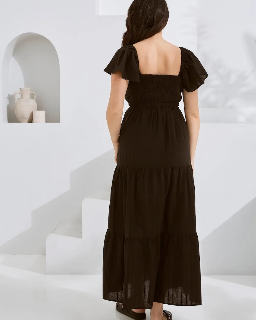 Serena Maternity Cotton Dress Black