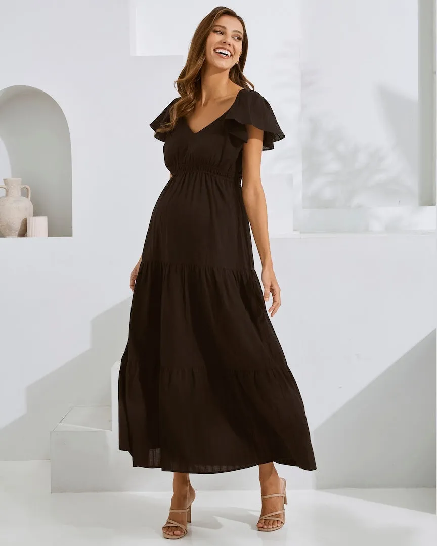 Serena Maternity Cotton Dress Black