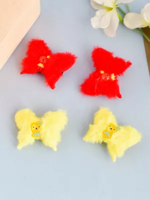 Set of 4 Fur Butterfly Hair Clip