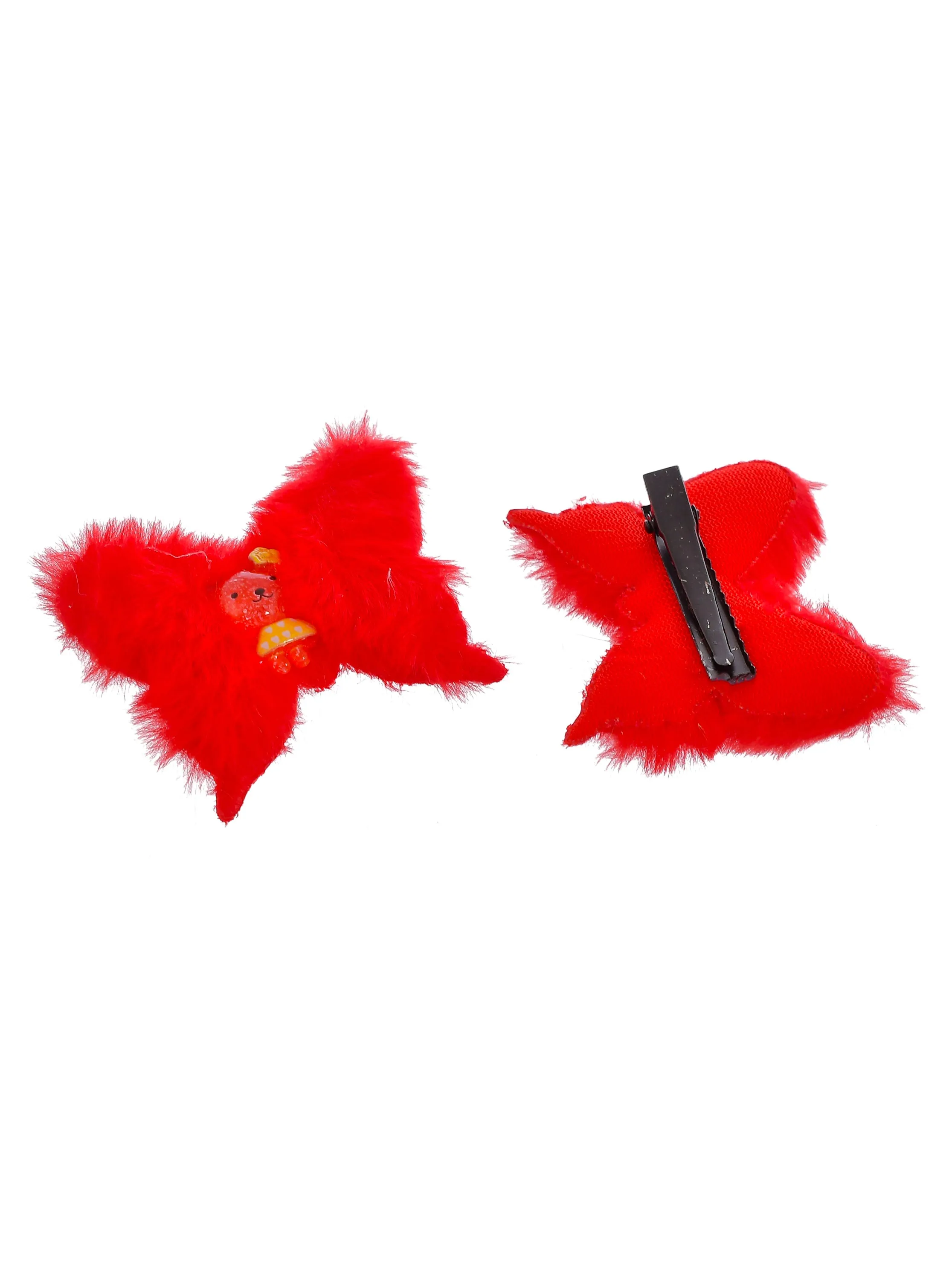 Set of 4 Fur Butterfly Hair Clip
