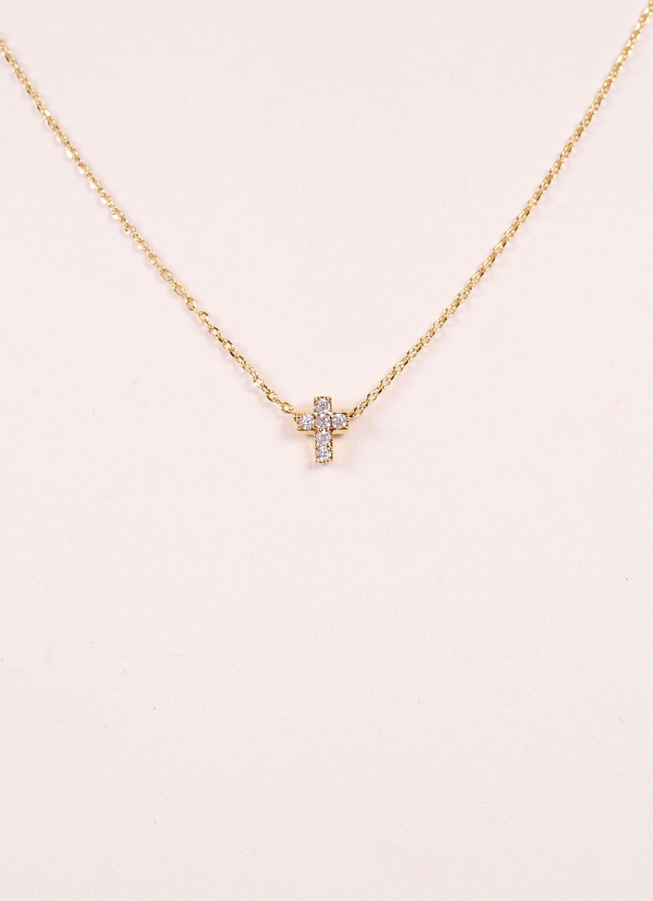 Shannen CZ Cross Necklace GOLD