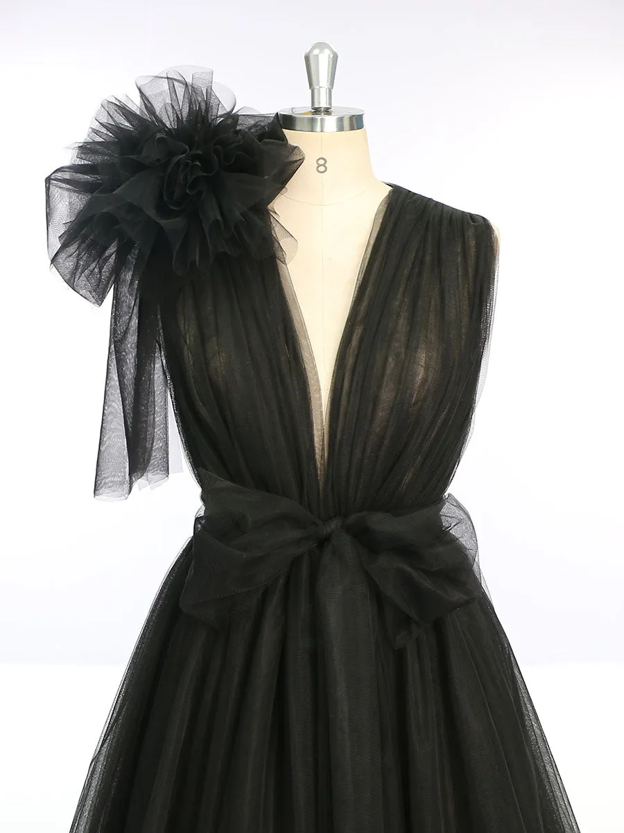 Shoulder Ruffles Tulle Dress Photo Shoot Robe Maternity Dress for Wedding Guest YW231051