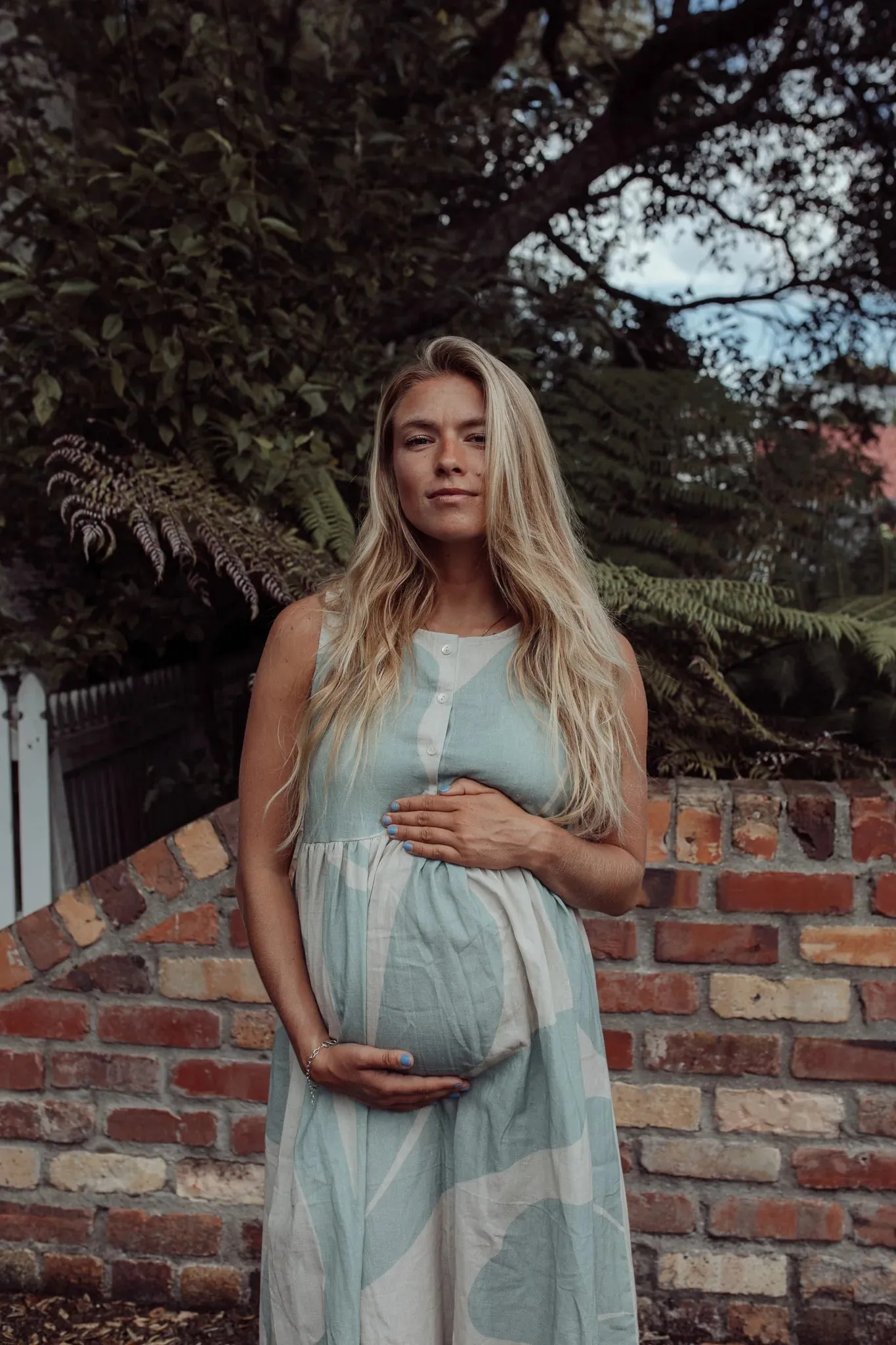 Sienna Dress - Seafoam & Cream