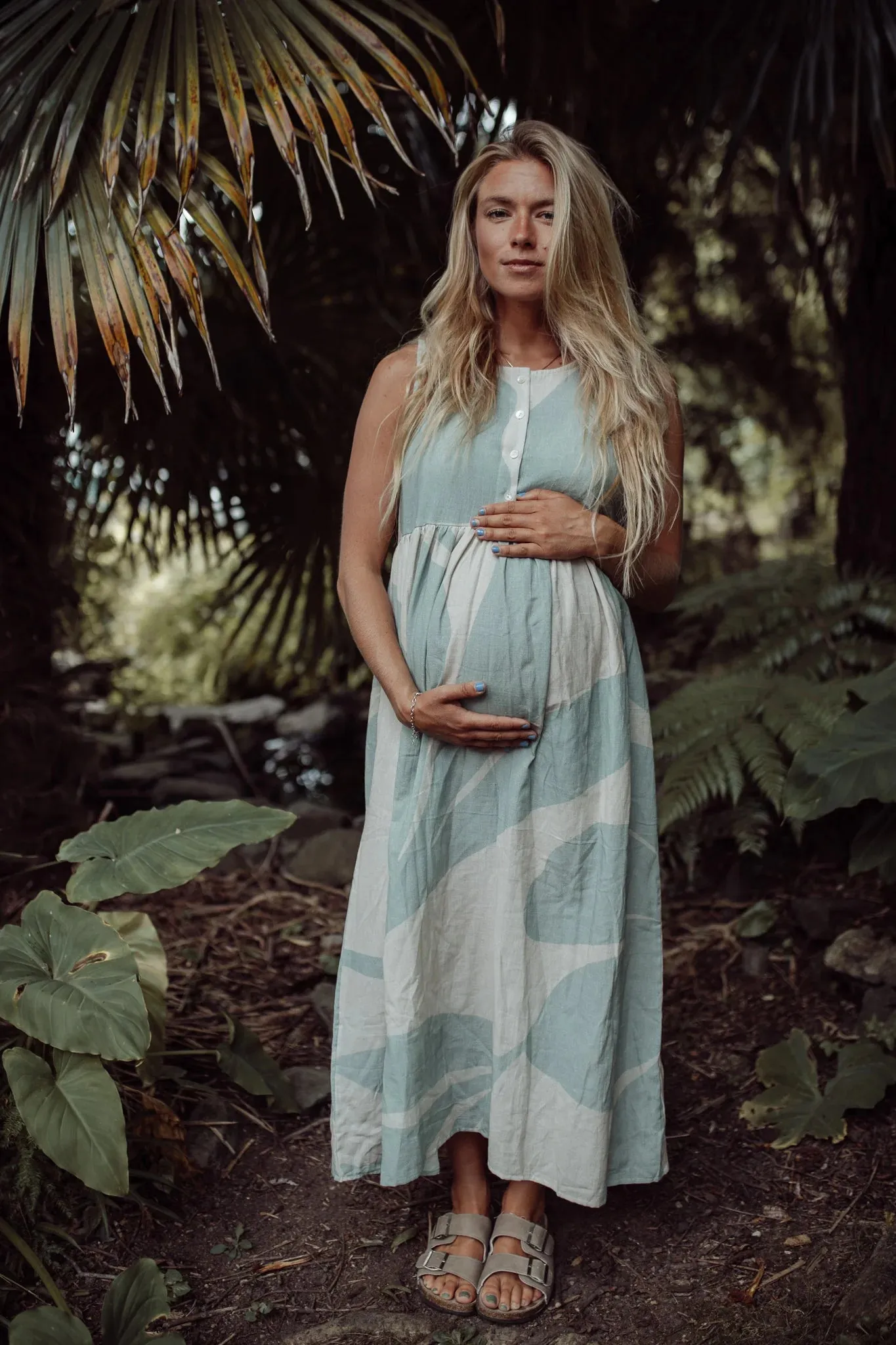 Sienna Dress - Seafoam & Cream