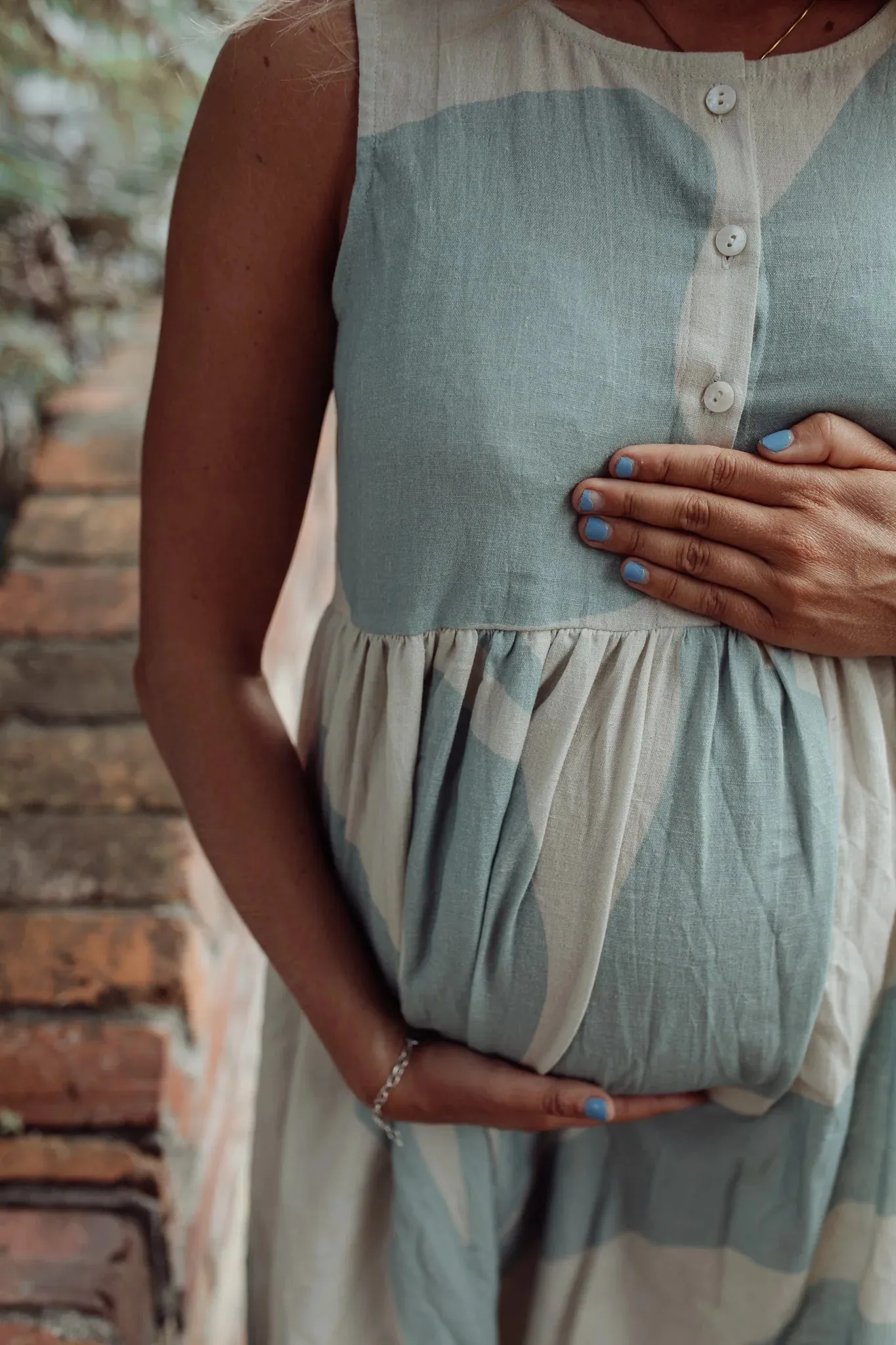 Sienna Dress - Seafoam & Cream