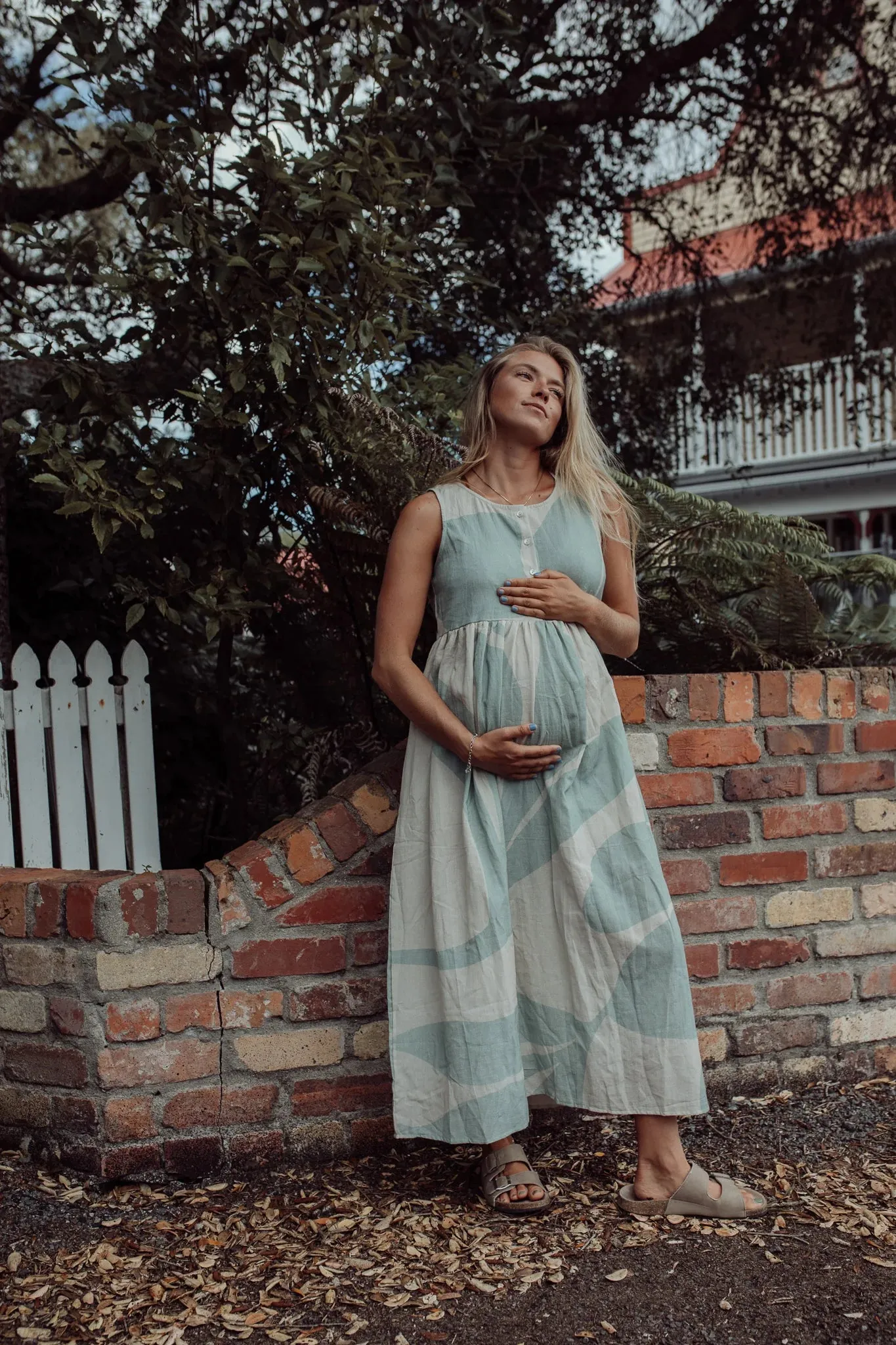 Sienna Dress - Seafoam & Cream
