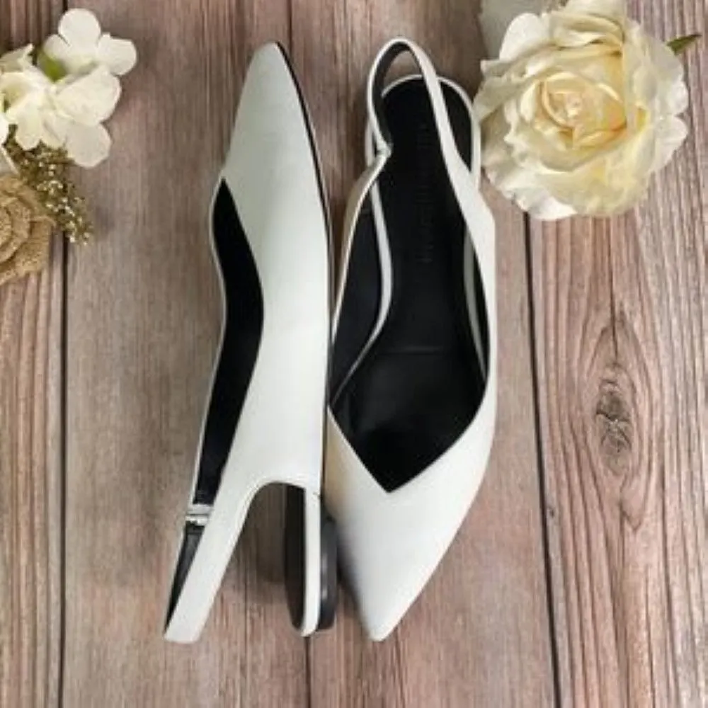 Sigerson Morrison White Slingback Flats 38.5M
