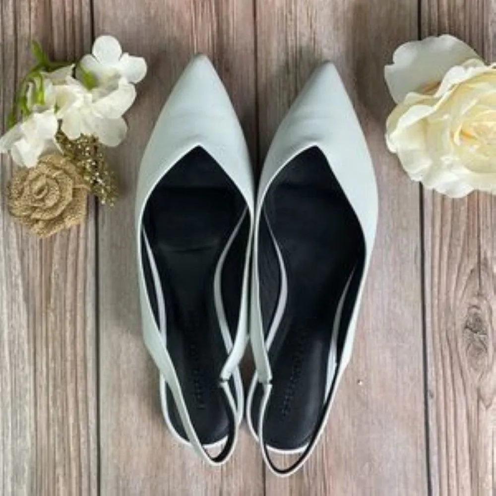 Sigerson Morrison White Slingback Flats 38.5M