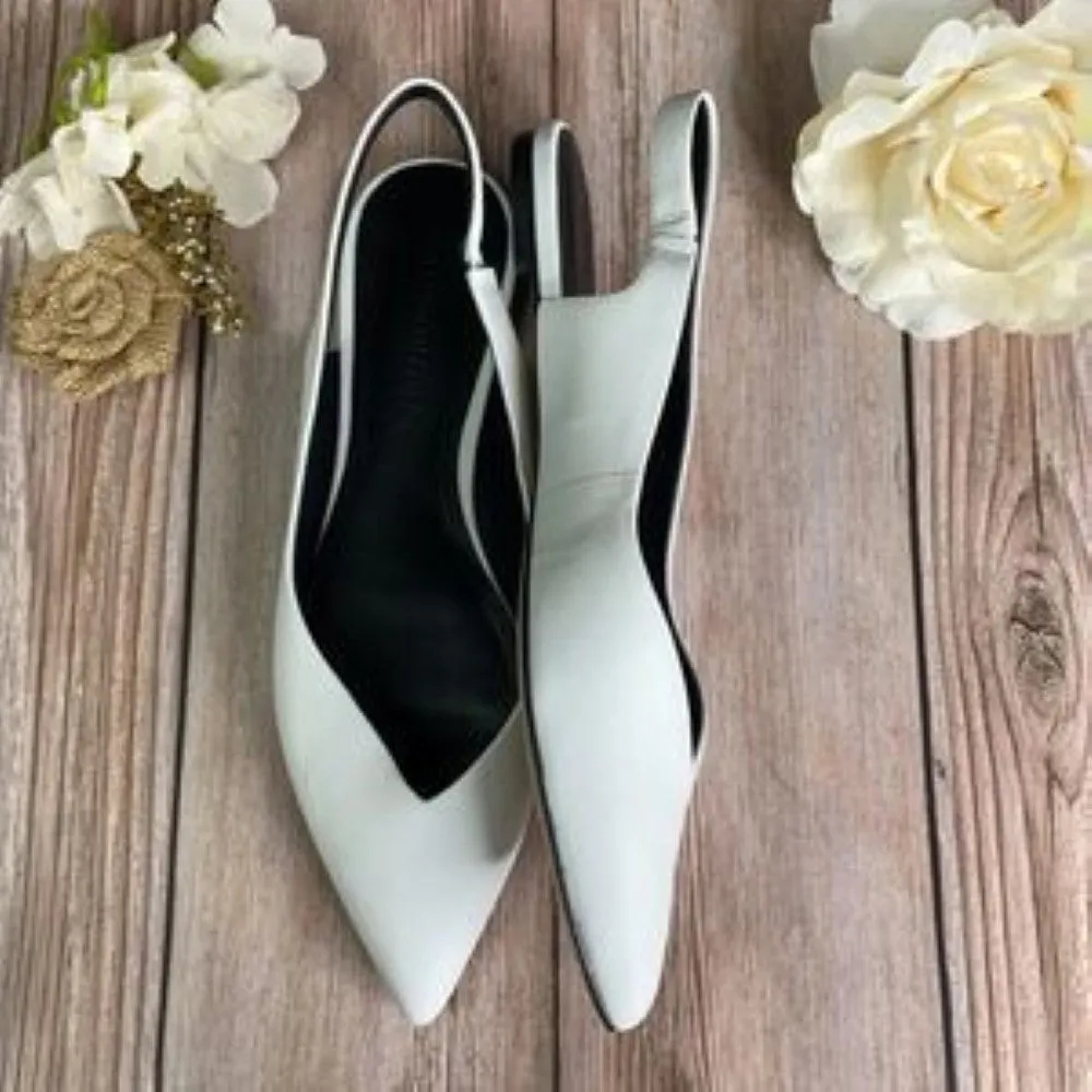Sigerson Morrison White Slingback Flats 38.5M