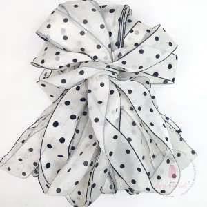 Silk Ribbon With Velvet Dots - Ivory