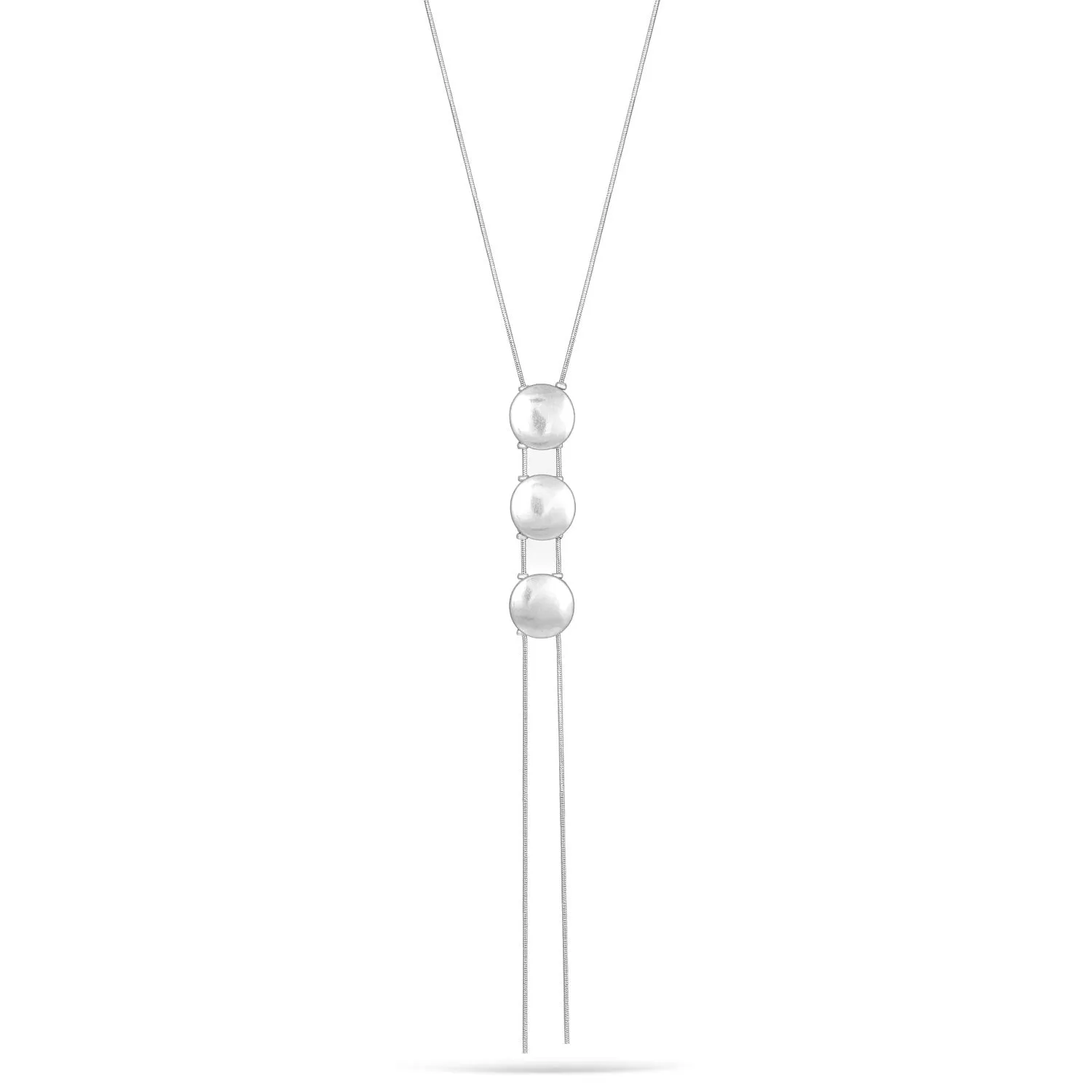 SILVER 20MM ROUND PENDANT LARIAT NECKLACE #4350N SIL (LF6)