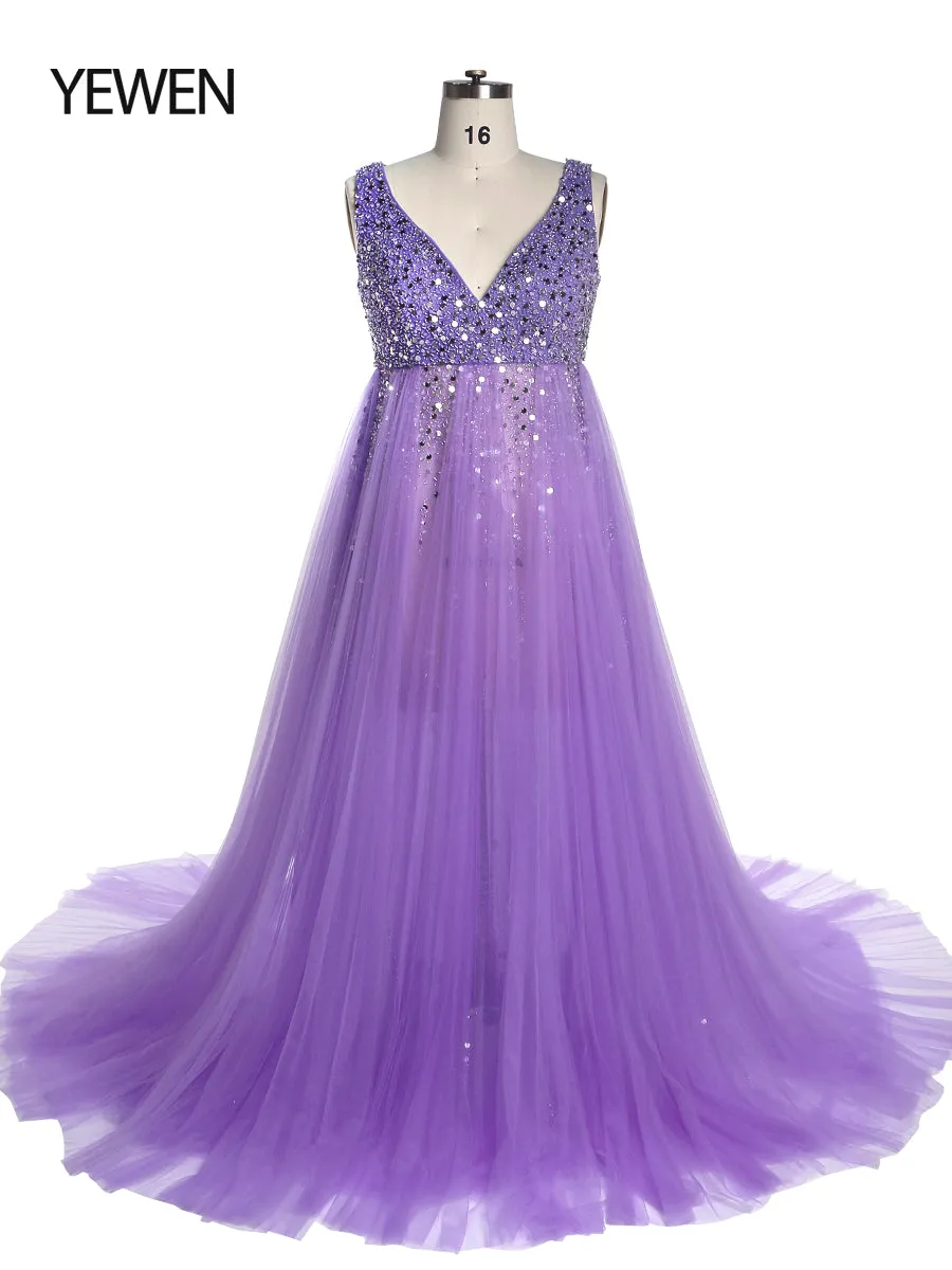 Silver Beading Tulle Evening Gown Maternity Dress for Photoshoot Lace Up Back Pregnancy Photography Robe Baby Shower Dress