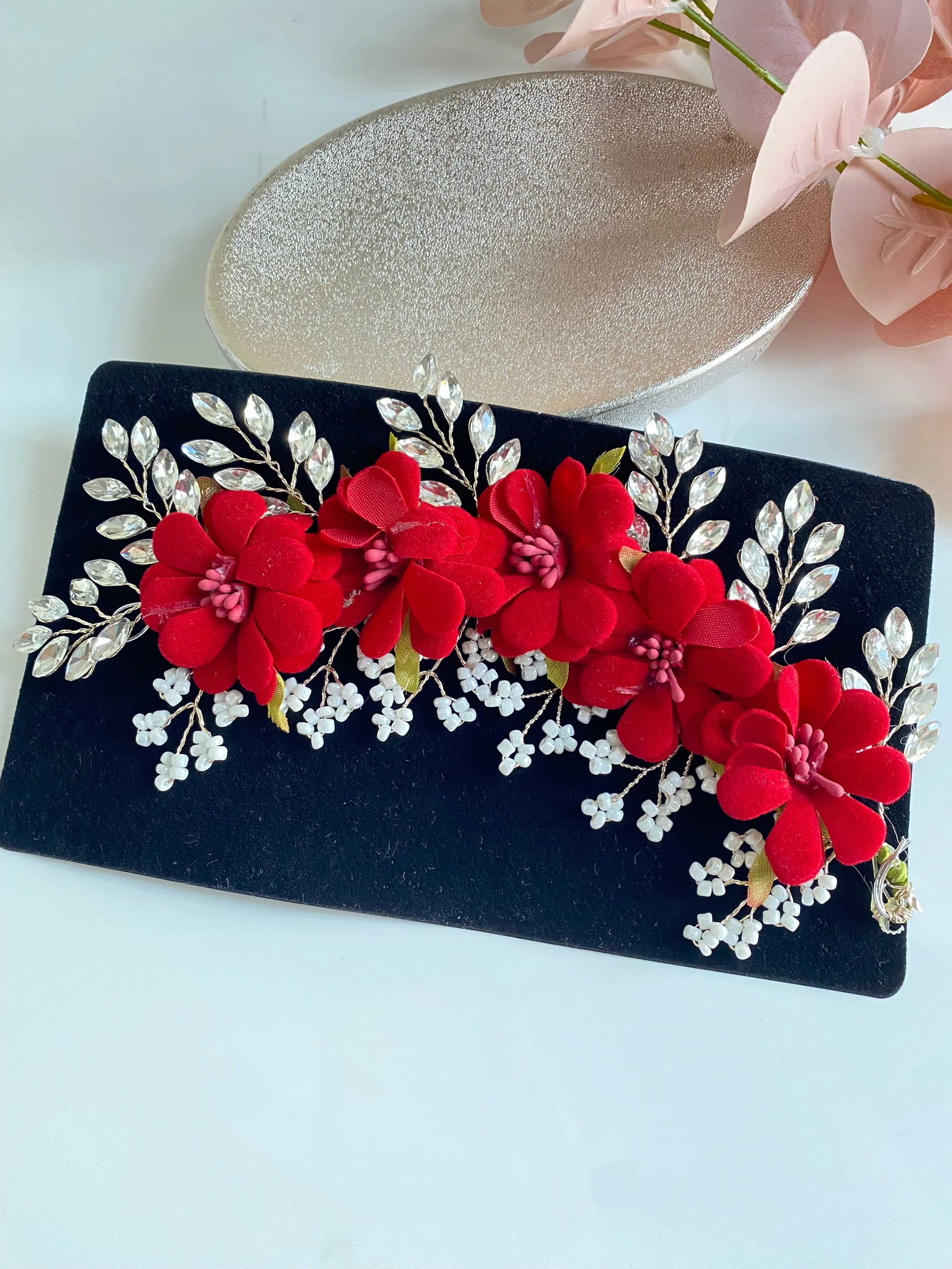 Sima Red Flower Hair Gajra