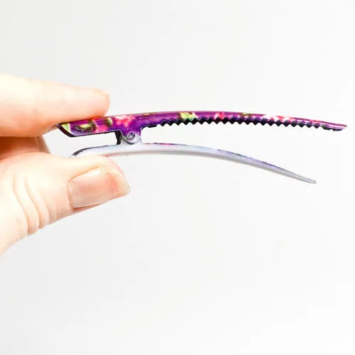 Small Beak Clip Colored Floral - Pair