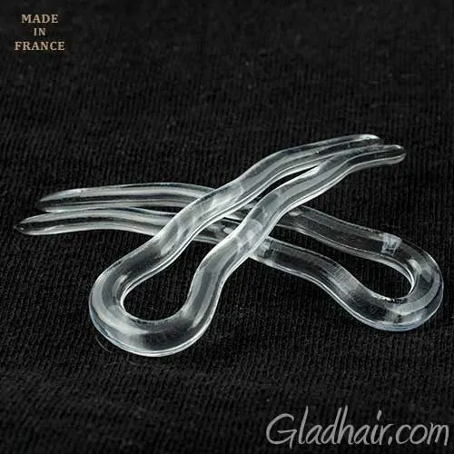 Small French Crink Clear Hair Pins - Pair