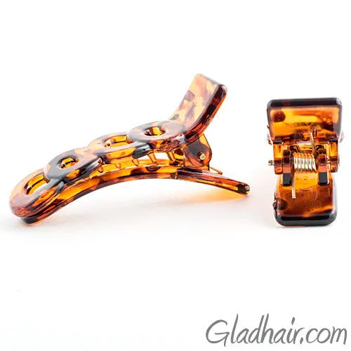 Small Tortoise Circles Plastic Beak Clips - Pair