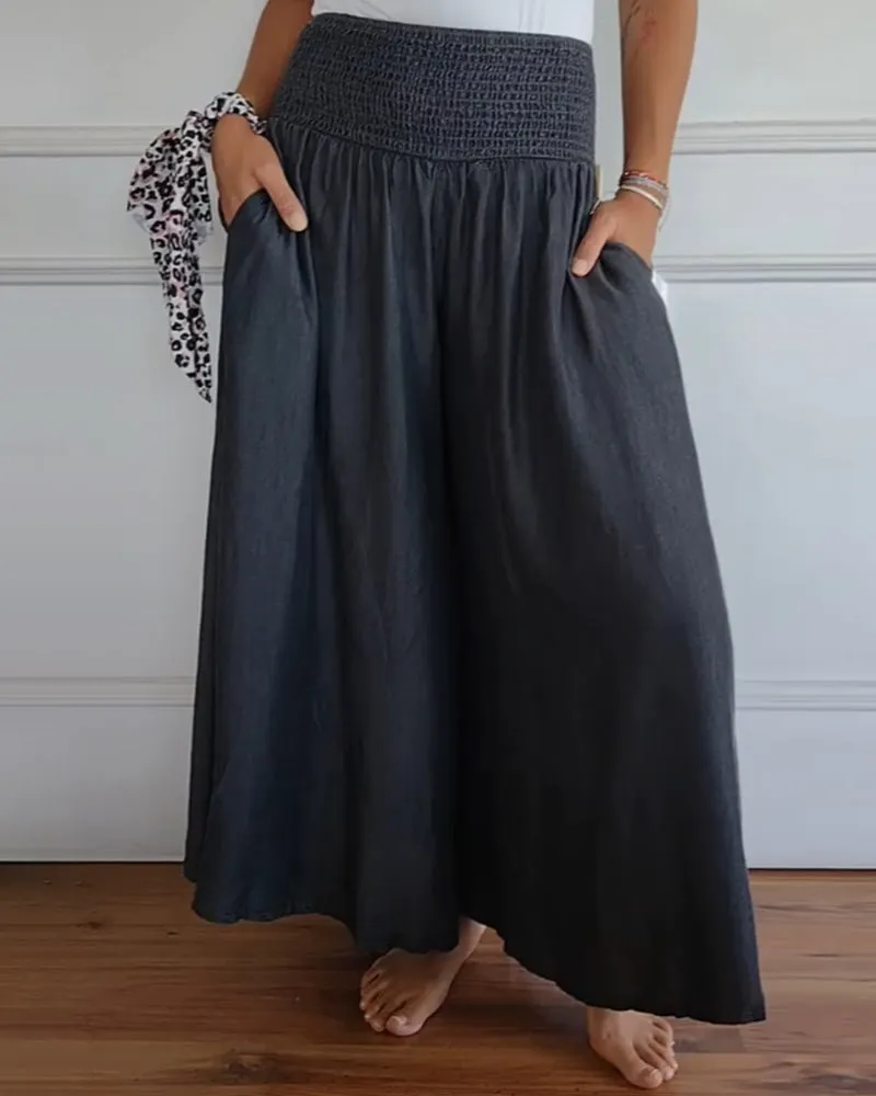Smocked-Waist Maxi Skirt Pants | Cotton Blend | Effortlessly Chic