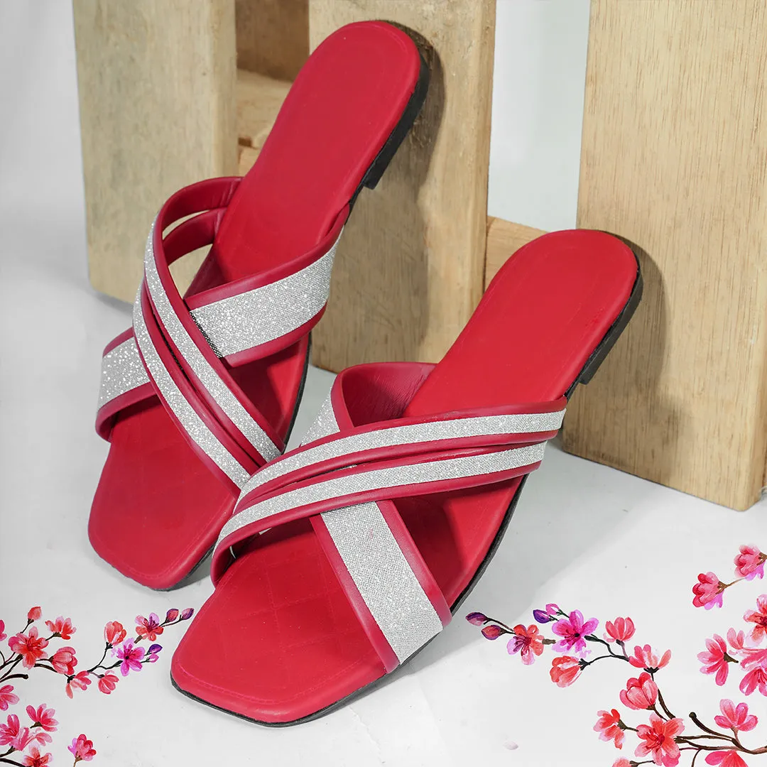 Sparkle Cross Flats - Red