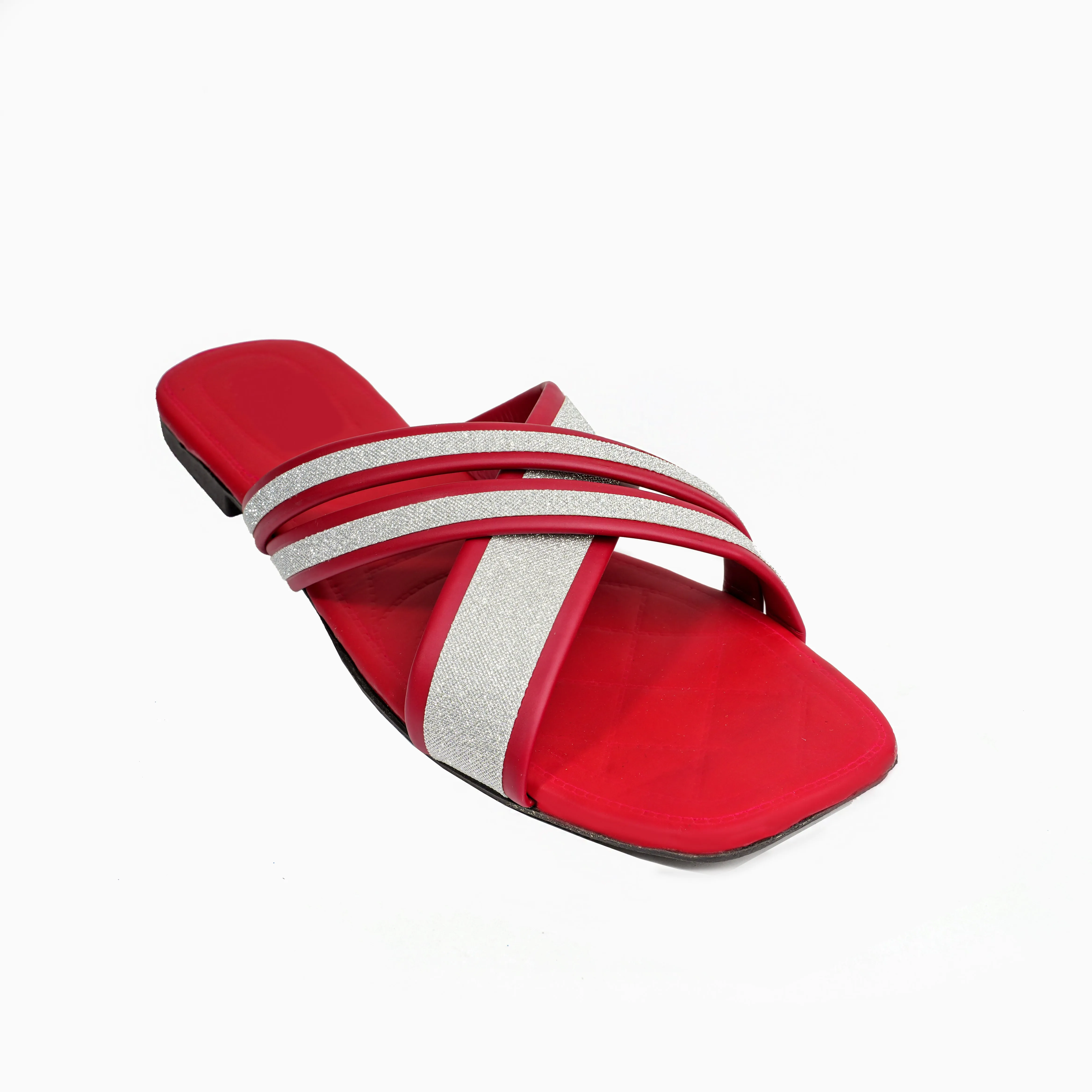 Sparkle Cross Flats - Red