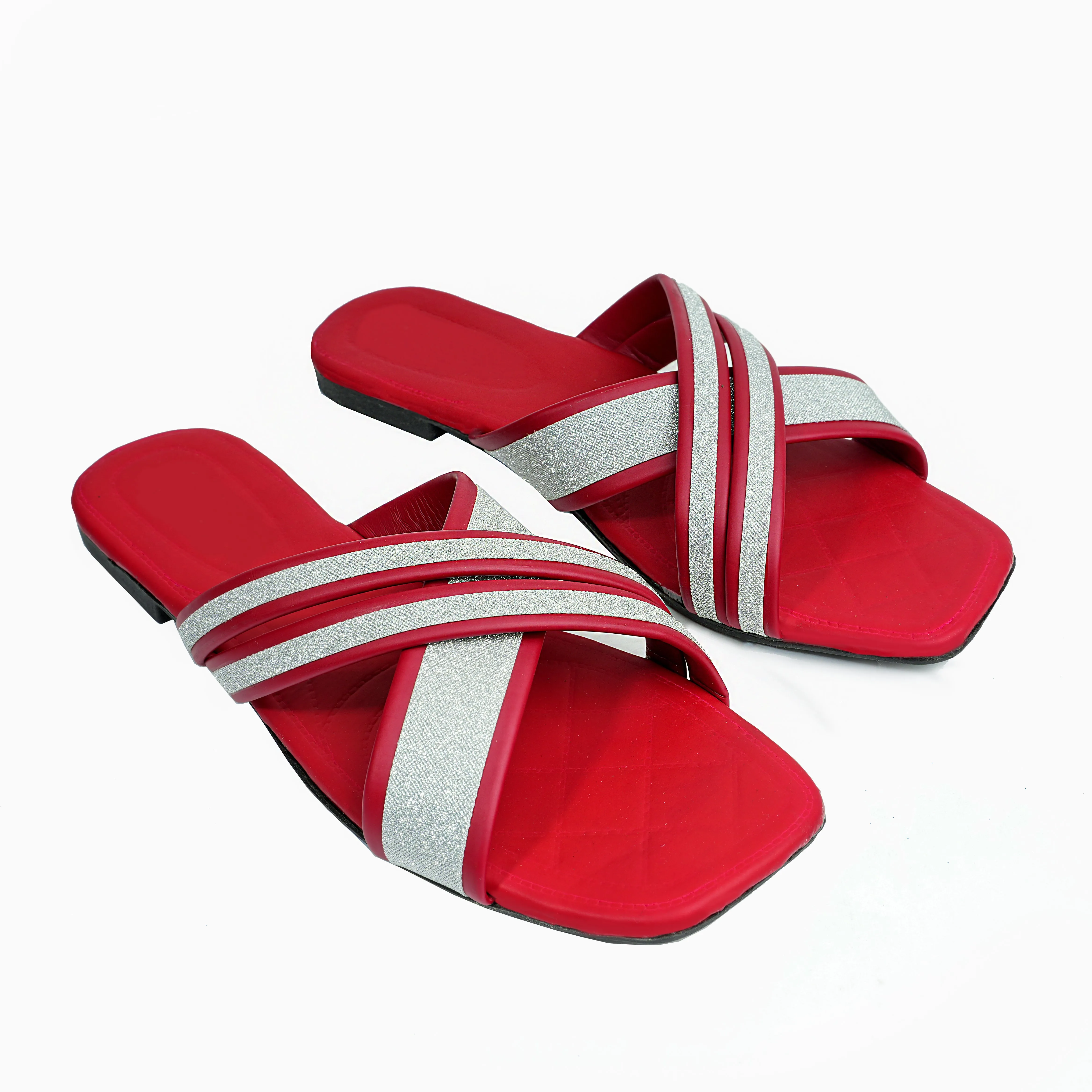 Sparkle Cross Flats - Red