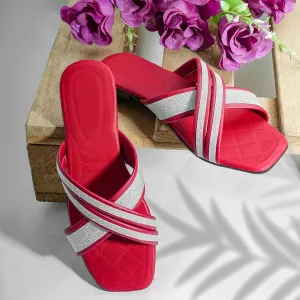 Sparkle Cross Flats - Red