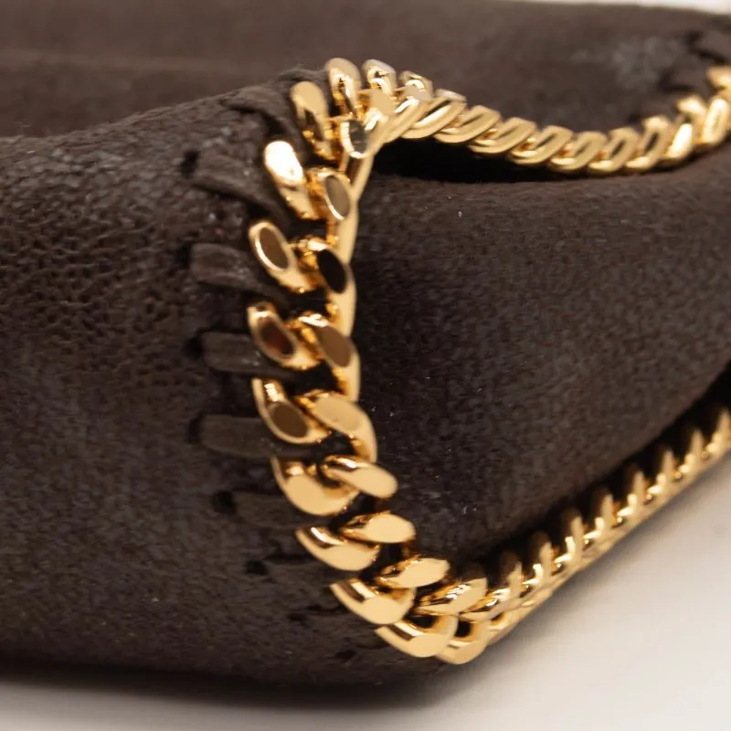 Stella McCartney Tiny Falabella Faux Leather Tote Chocolate Brown Gold