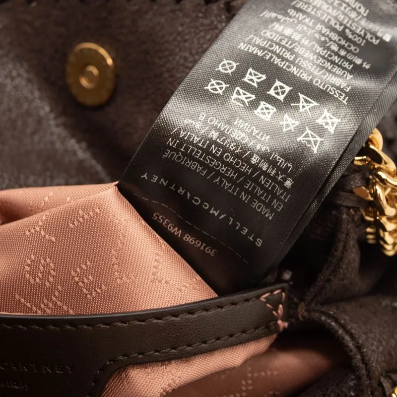 Stella McCartney Tiny Falabella Faux Leather Tote Chocolate Brown Gold