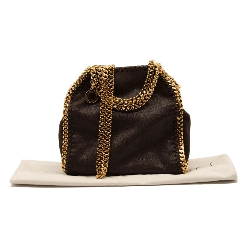 Stella McCartney Tiny Falabella Faux Leather Tote Chocolate Brown Gold