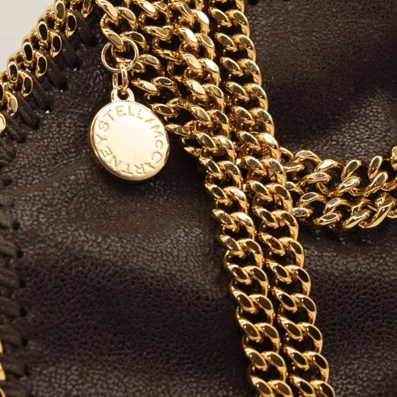 Stella McCartney Tiny Falabella Faux Leather Tote Chocolate Brown Gold
