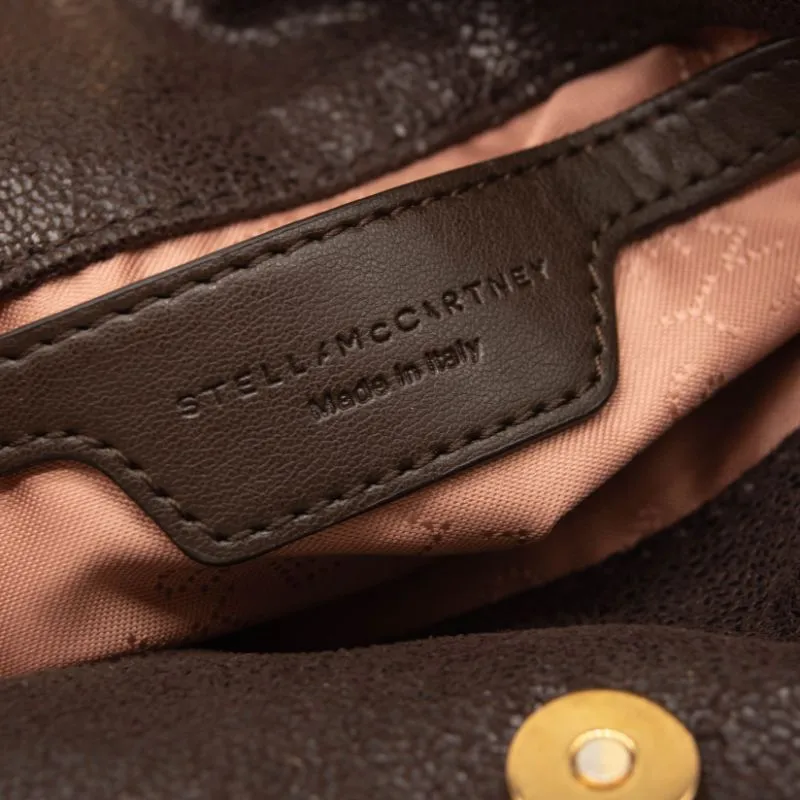 Stella McCartney Tiny Falabella Faux Leather Tote Chocolate Brown Gold