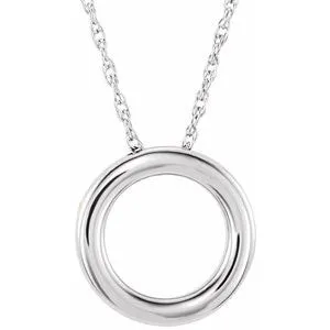 Sterling Silver 15 mm Circle 18" Necklace