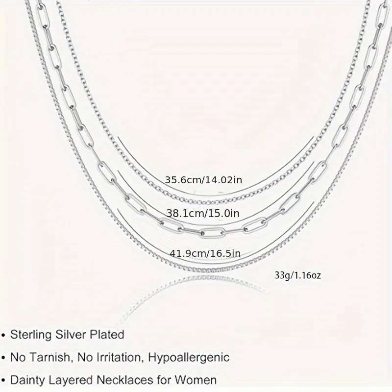 Sterling Silver Plated Layered Necklaces For Women