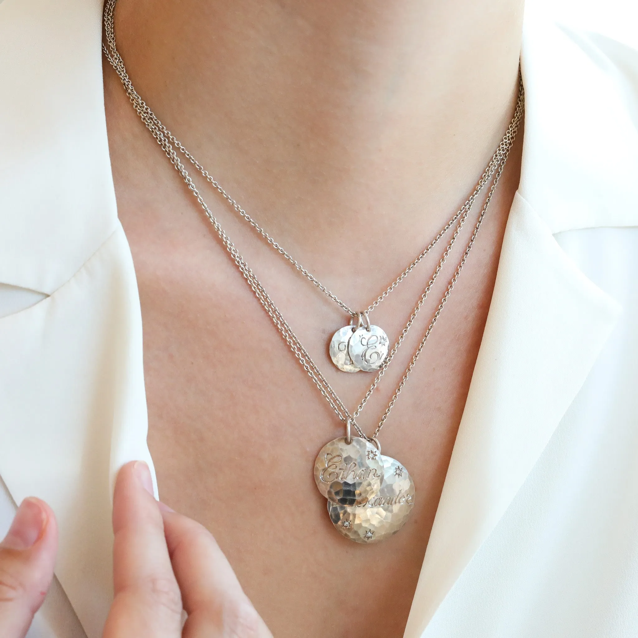 Sterling Silver "Ethan" Customizable Pendant Necklace with Diamond