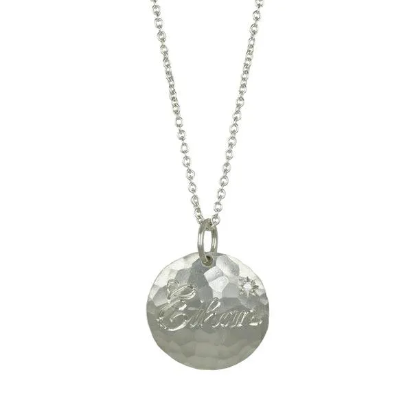 Sterling Silver "Ethan" Customizable Pendant Necklace with Diamond