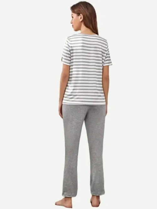 Striped T-shirts And Pants Loungewear Sets Wholesale Maternity Pajama