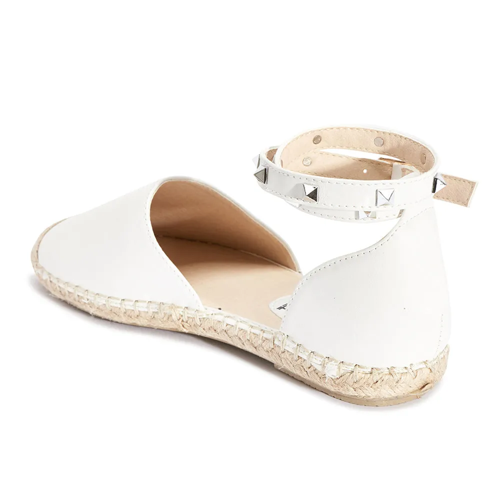 Studded ankle strap flat