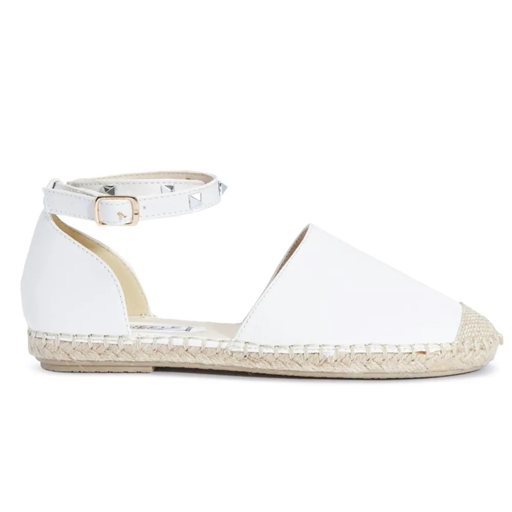 Studded ankle strap flat