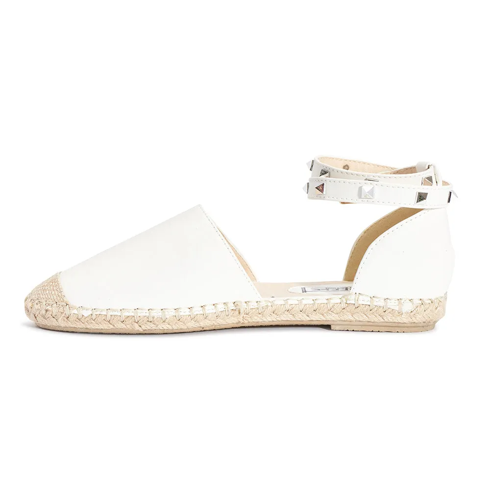 Studded ankle strap flat