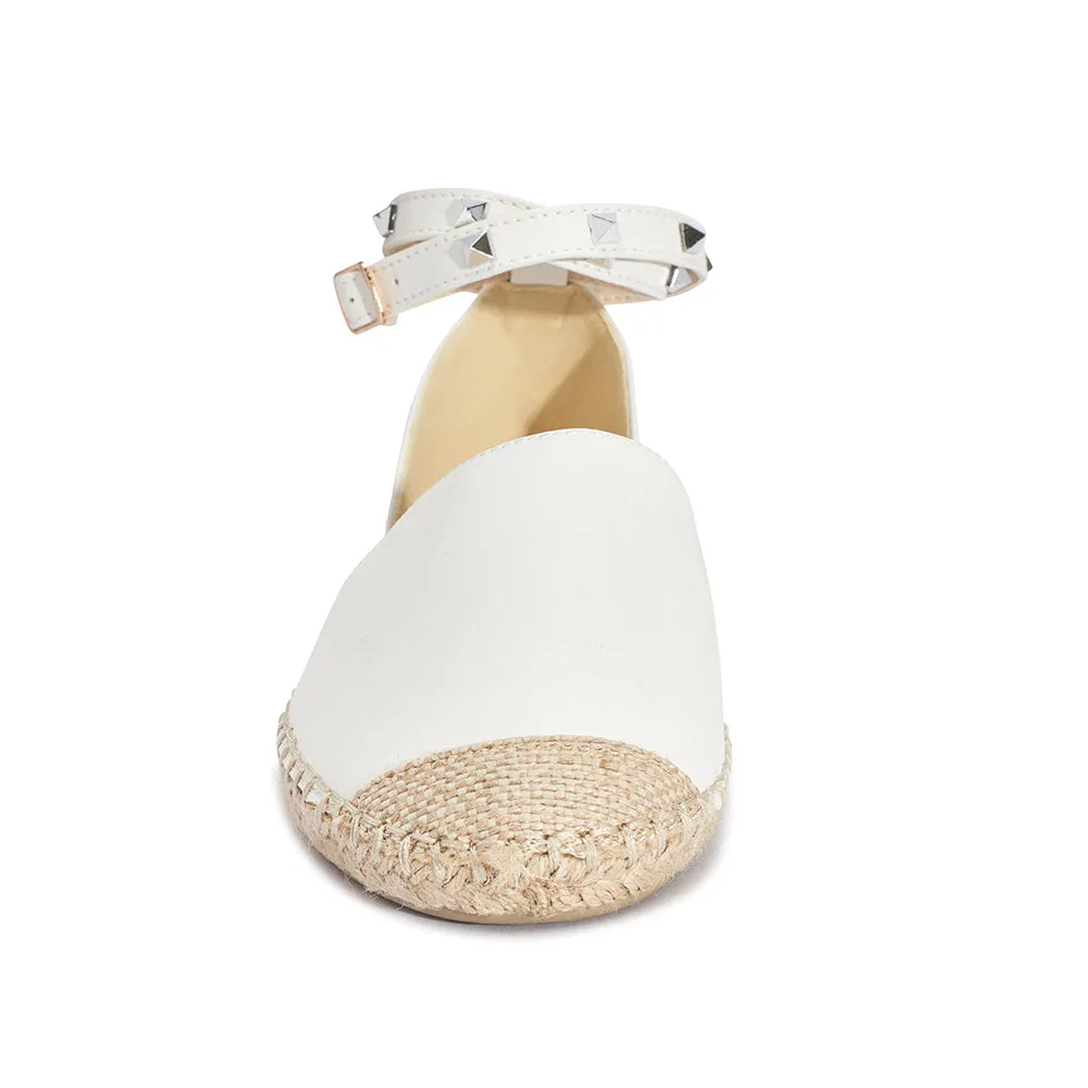 Studded ankle strap flat
