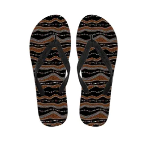 Surf in Style: Hawaiian Outfit with Aboriginal Indigenous Print Flip Flops