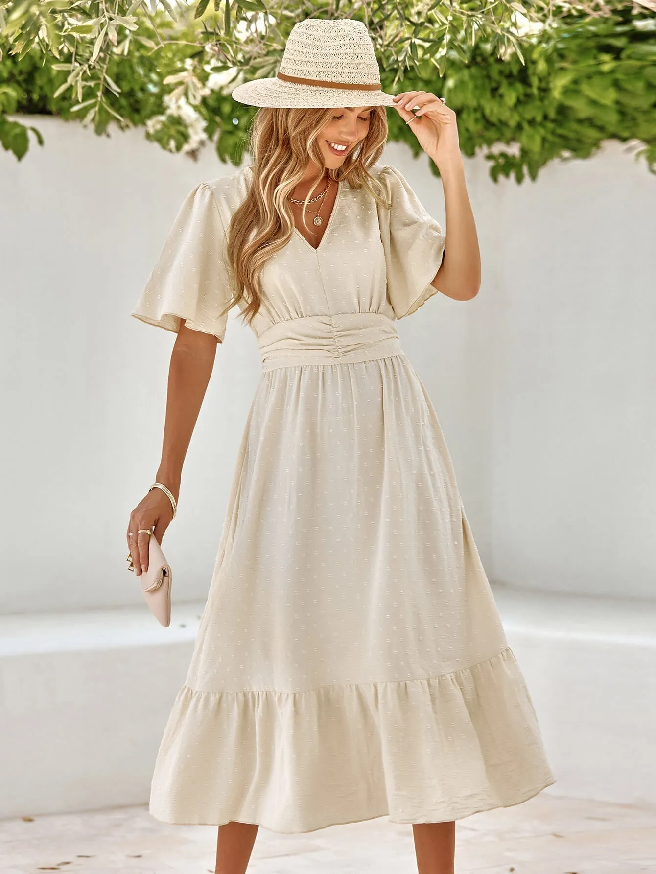 Sweetest One Poppies Short Sleeve Maxi Dress - Beige