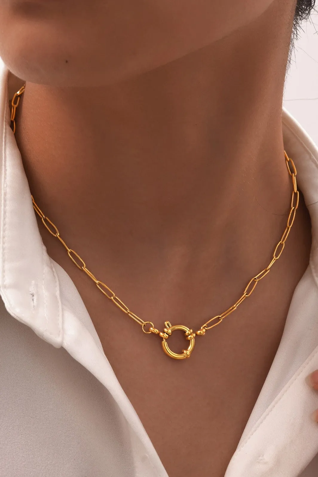 The Hannah 18K Gold Plated Charm Keeper Necklace