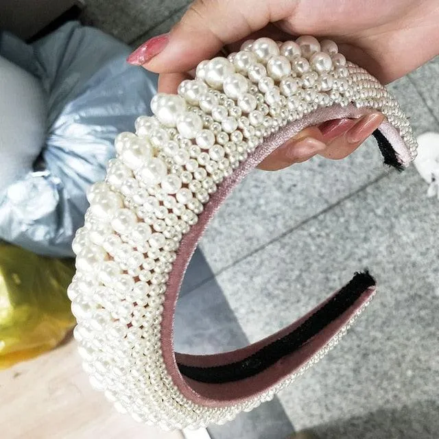 Thick Sponge Velvet Hairbands Luxury Colored Rhinestones Wild Gorgeous Headband