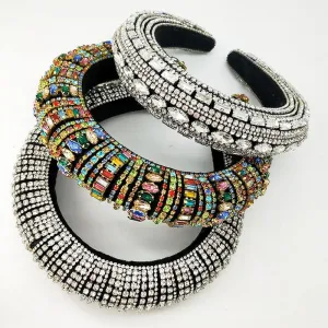 Thick Sponge Velvet Hairbands Luxury Colored Rhinestones Wild Gorgeous Headband