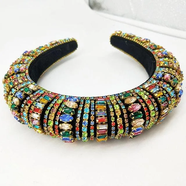 Thick Sponge Velvet Hairbands Luxury Colored Rhinestones Wild Gorgeous Headband
