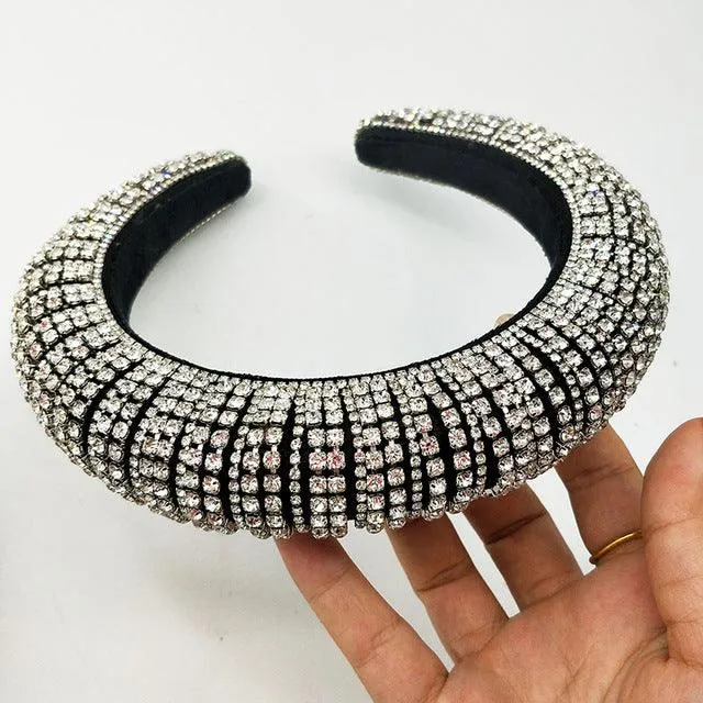 Thick Sponge Velvet Hairbands Luxury Colored Rhinestones Wild Gorgeous Headband