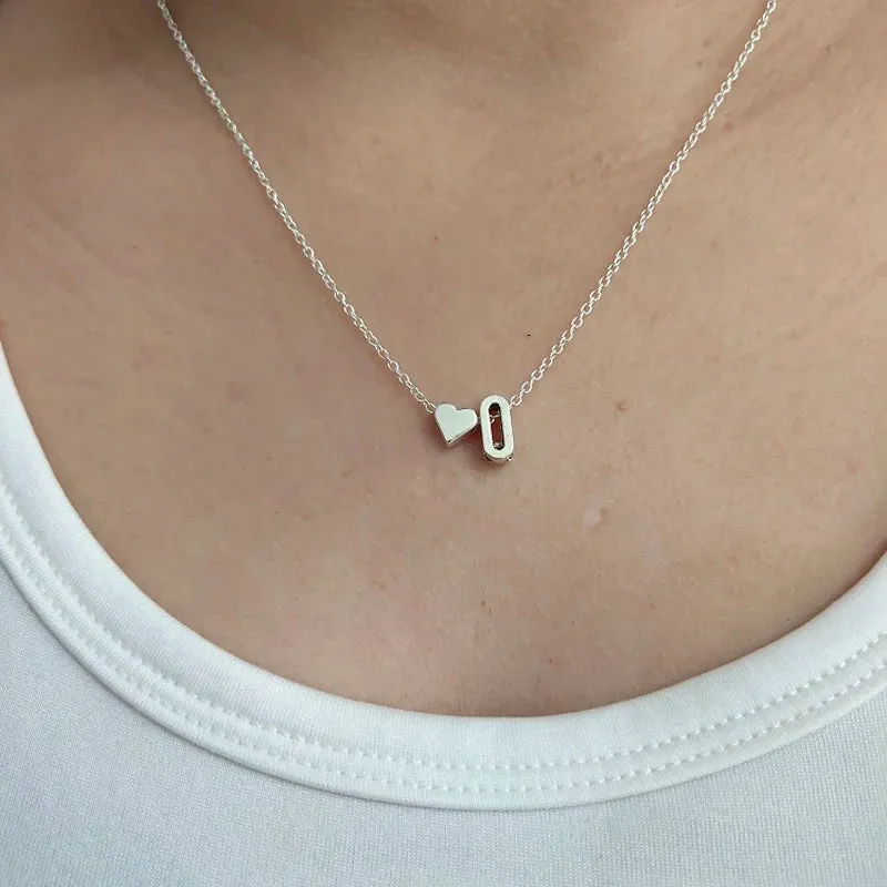 Tiny Heart Initial Necklace - Dainty Gold or Silver Letter Name Pendant Choker for Women
