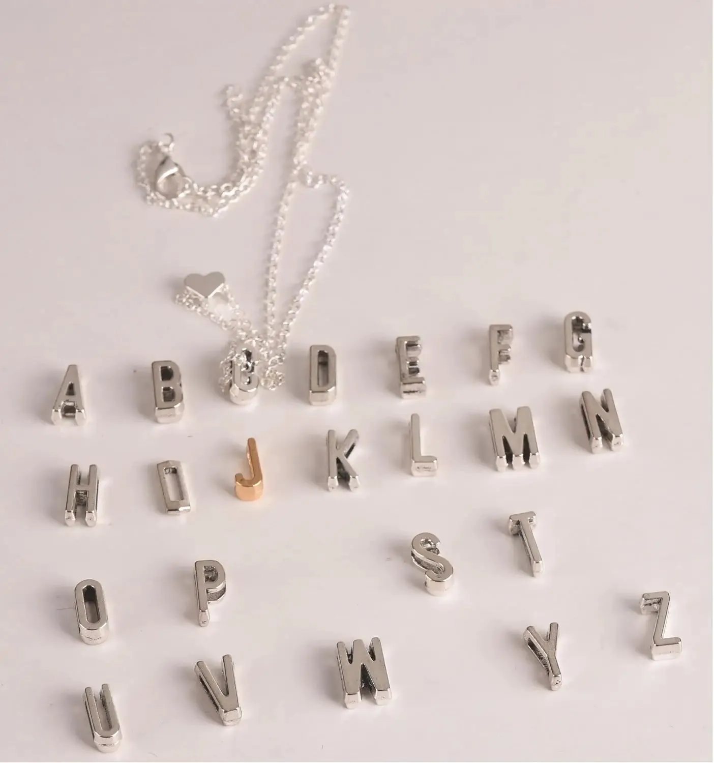 Tiny Heart Initial Necklace - Dainty Gold or Silver Letter Name Pendant Choker for Women