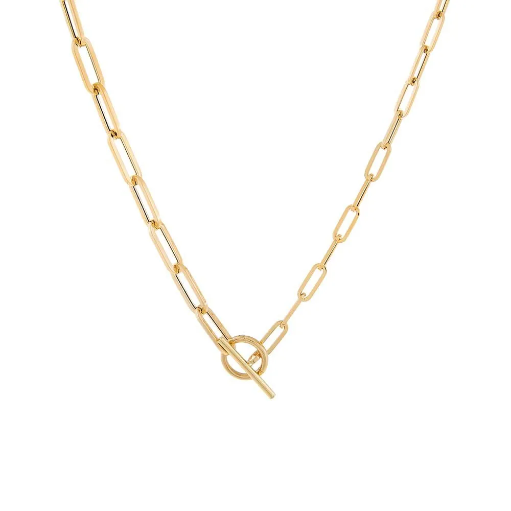 Toggle Paperclip Chain Necklace 14K
